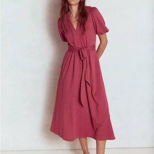Boden Sofia Trim Jersey Midi Dress in Terracotta Red 20/22R US